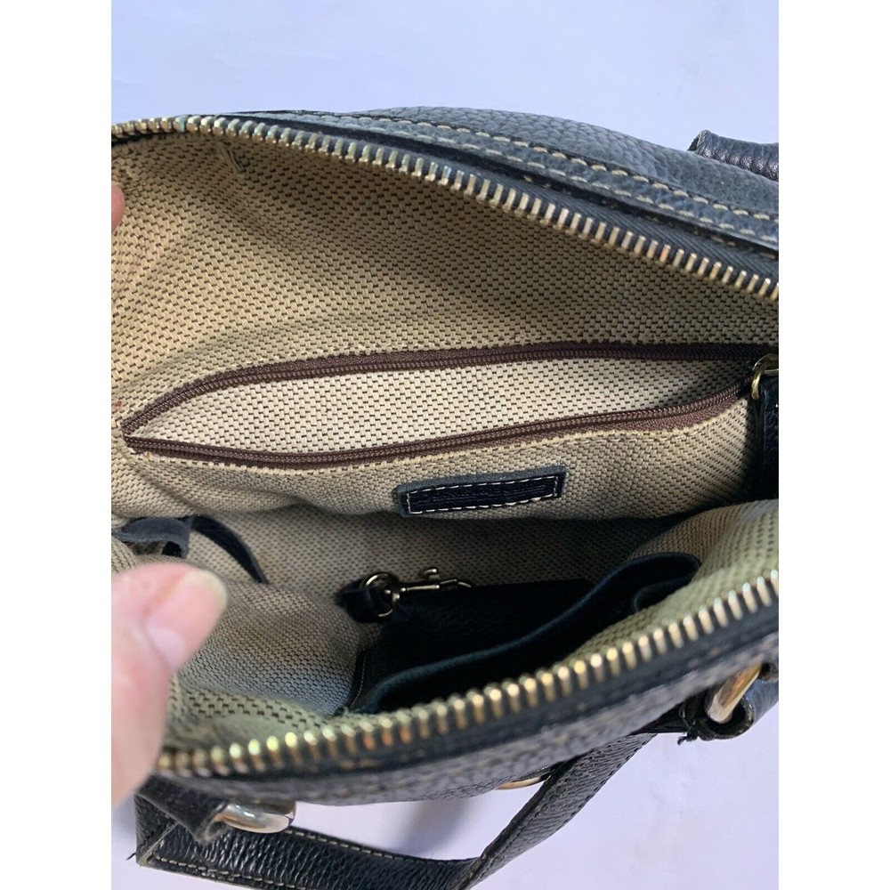 DOONEY & BOURKE Leather Black Bowler Pebble Handbag Purse Vtg - Picture 11 of 16